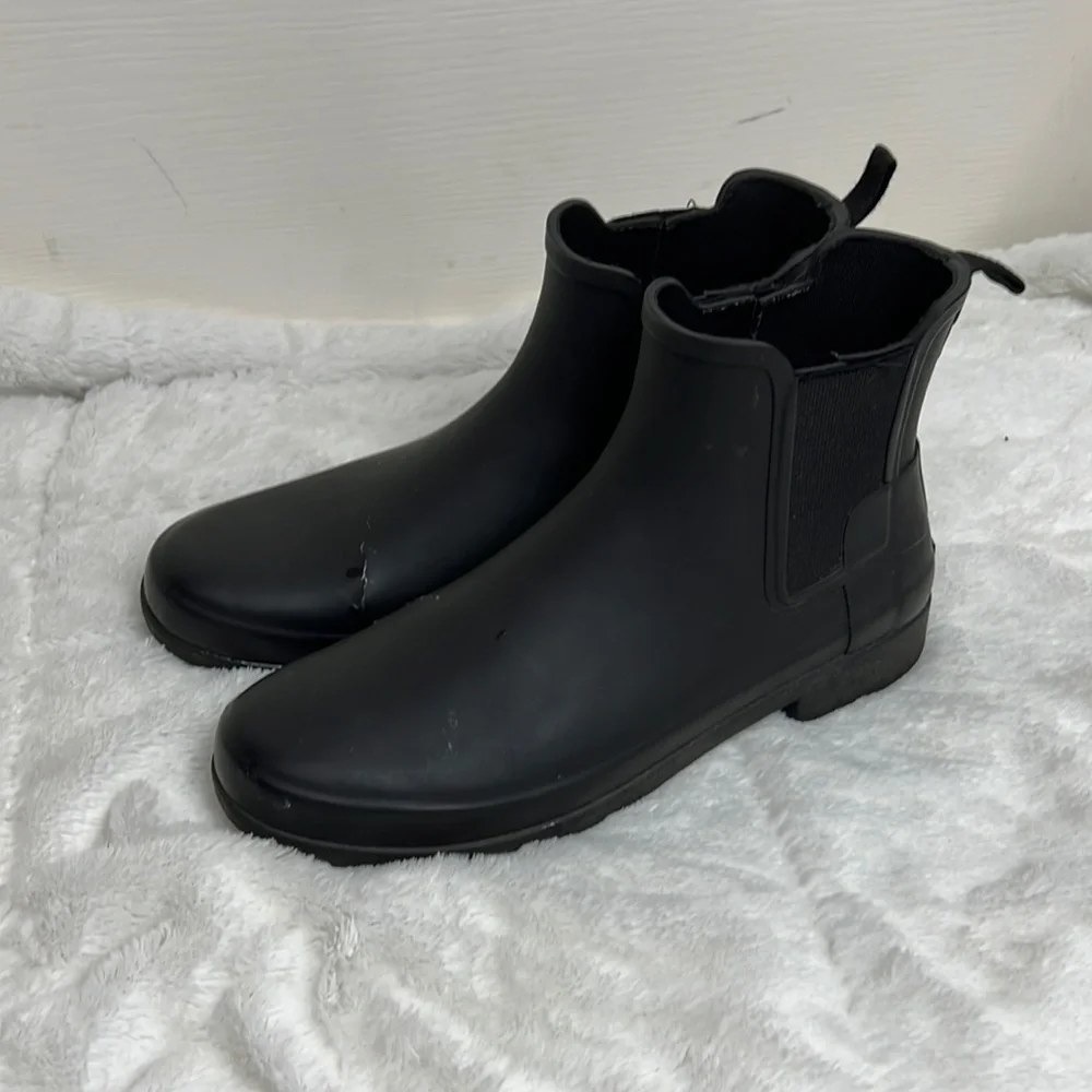Hunter Women’s Black Refined Slim Fit Chelsea Ankle Rubber Boots Shoes - Sz 9/40